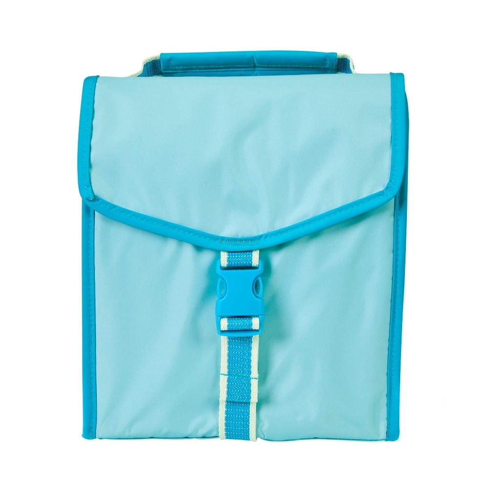 Fold-Over Lunch Bag (Neon Blue Colorblock)